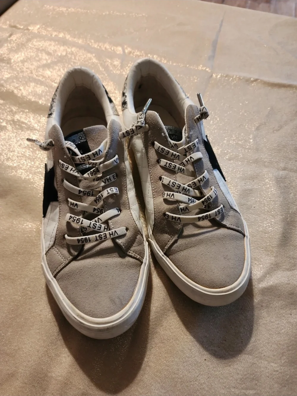Casual Women's Suede Lace-Up Sneakers in Light Gray and Black Accent